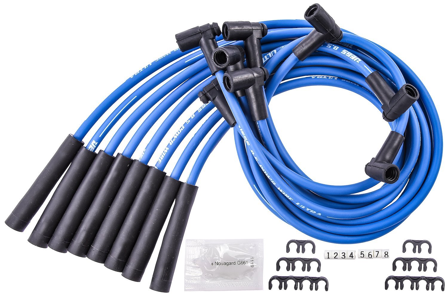 8.5mm Blue Ultra Pow'r Wires for 1974-1986 Big Block Chevy 454 Car, Truck