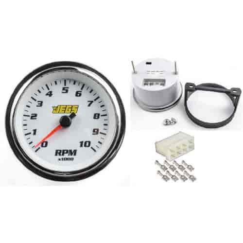 3-3/8" Electric Tachometer & Wiring Connector White