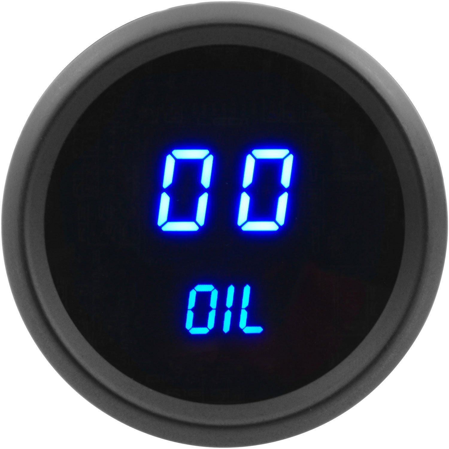 Oil Pressure Gauge LED Digital [Black Bezel, Black Face, Blue Numbers]