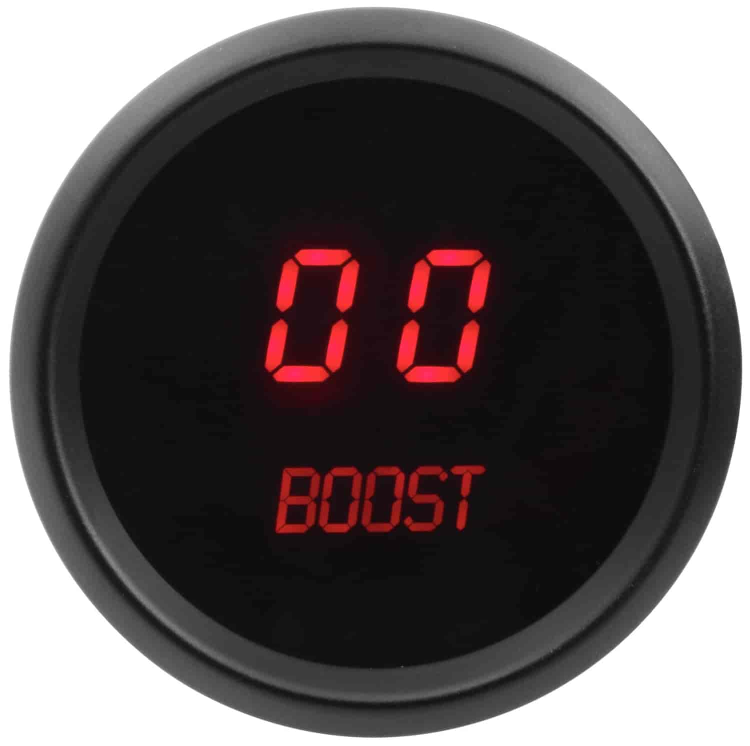 Boost Gauge LED Digital [Black Bezel, Black Face, Red Numbers]