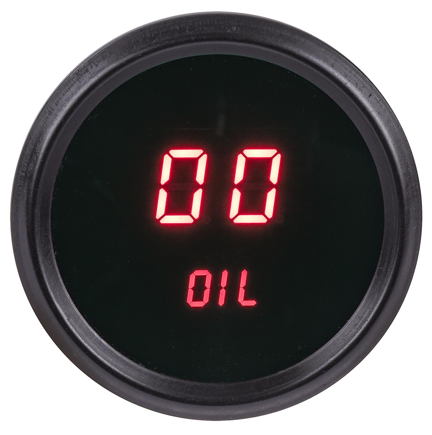 Oil Pressure Gauge LED Digital [Black Bezel, Black Face, Red Numbers]