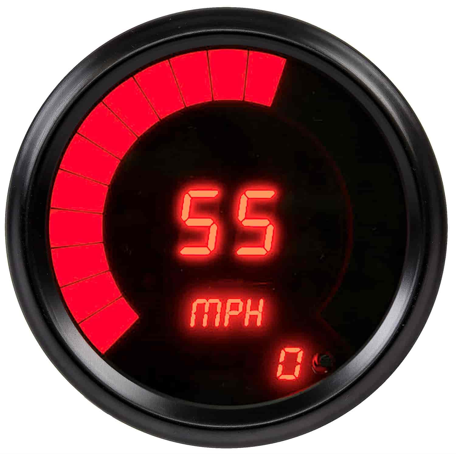 Speedometer LED Digital [Black Bezel, Black Face, Red Numbers and Bar Graph]