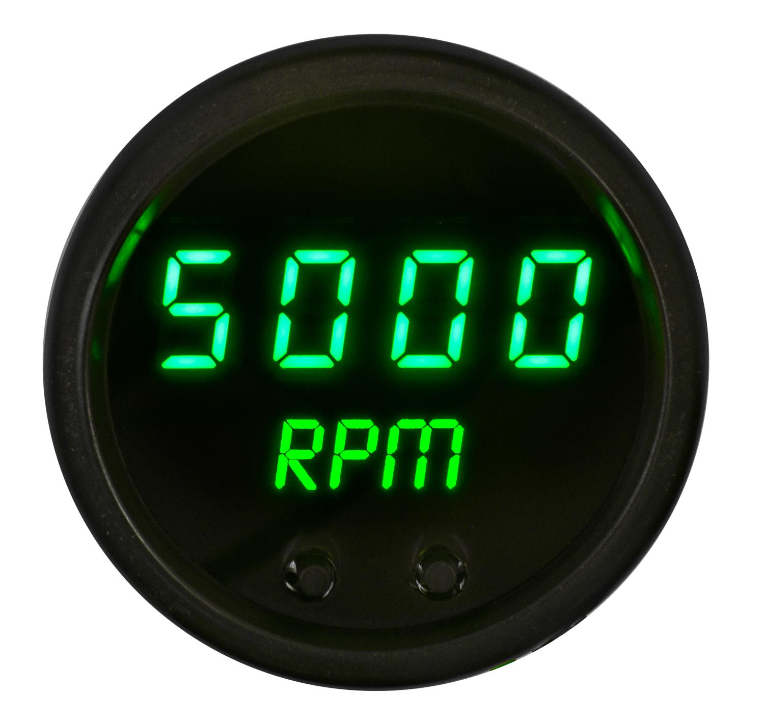 Mini Tachometer LED Digital [Black Face, Black Bezel, Green Numbers]