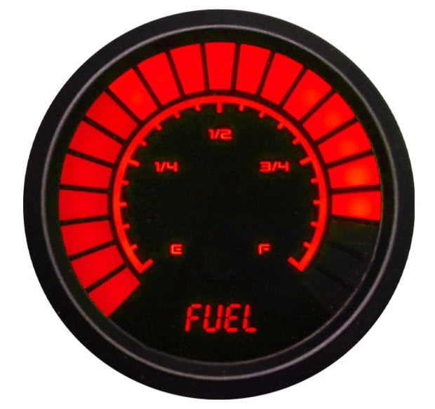Fuel Level Gauge LED Bar Graph [Black Bezel, Black Face, Red Numbers]