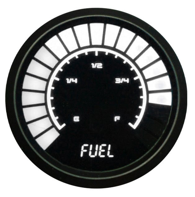 Fuel Level Gauge LED Bar Graph [Black Bezel, Black Face, White Numbers]