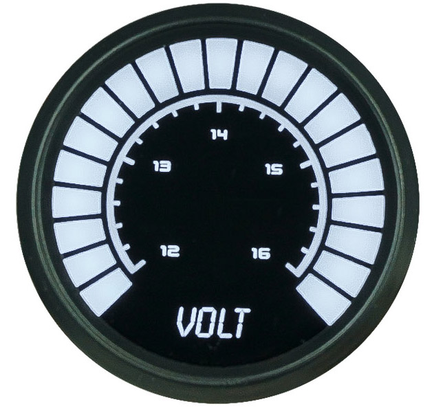 Voltmeter LED Bar Graph [Black Face, Black Bezel, White Numbers]