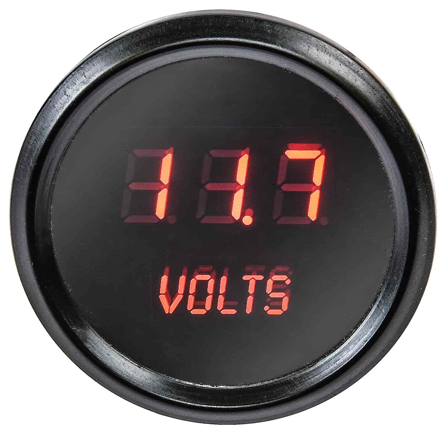 Voltmeter Gauge LED Digital [Black Bezel, Chrome Face, Red Numbers]