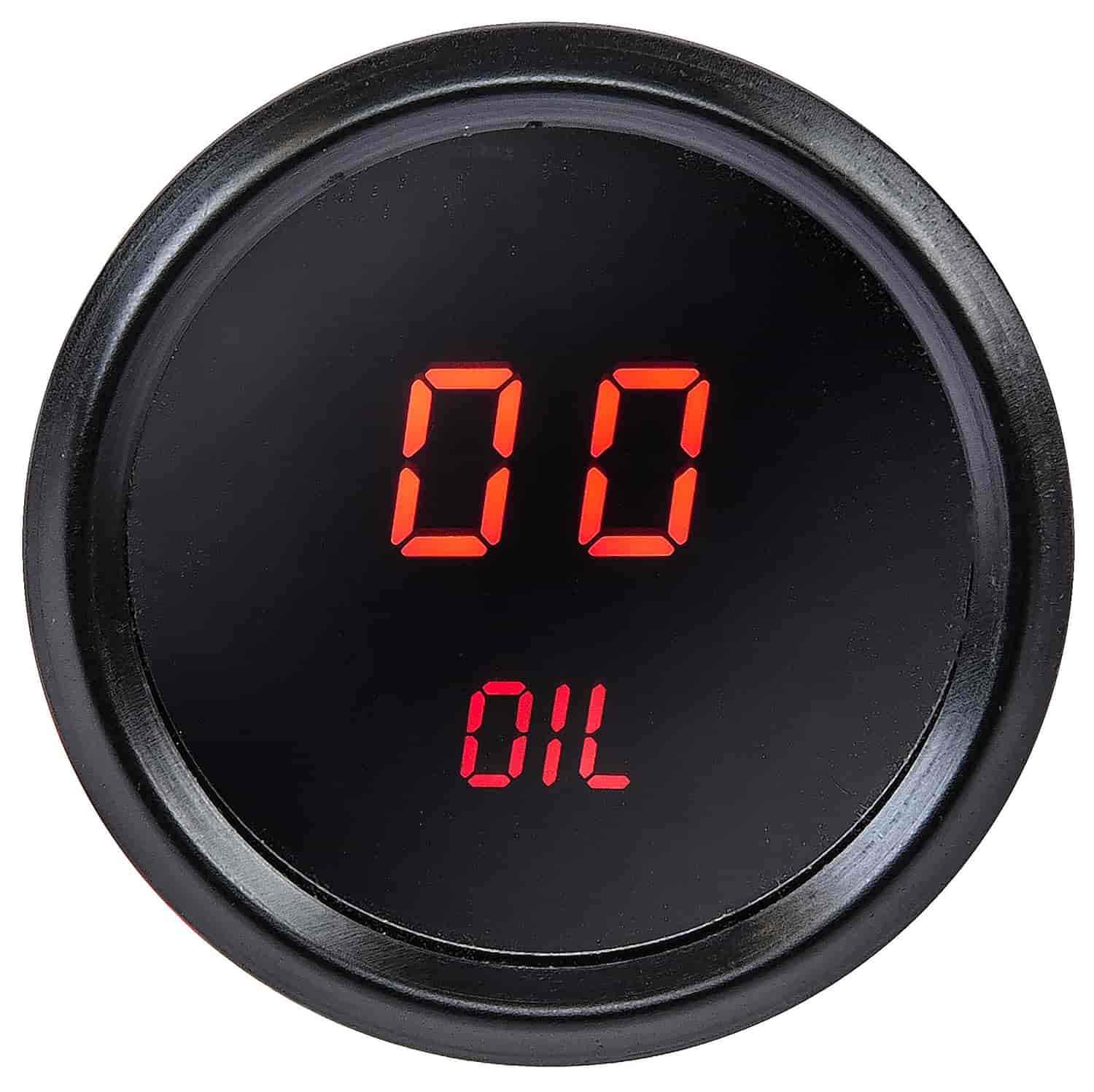 Oil Pressure Gauge LED Digital [Chrome Bezel, Black Face, Red Numbers]