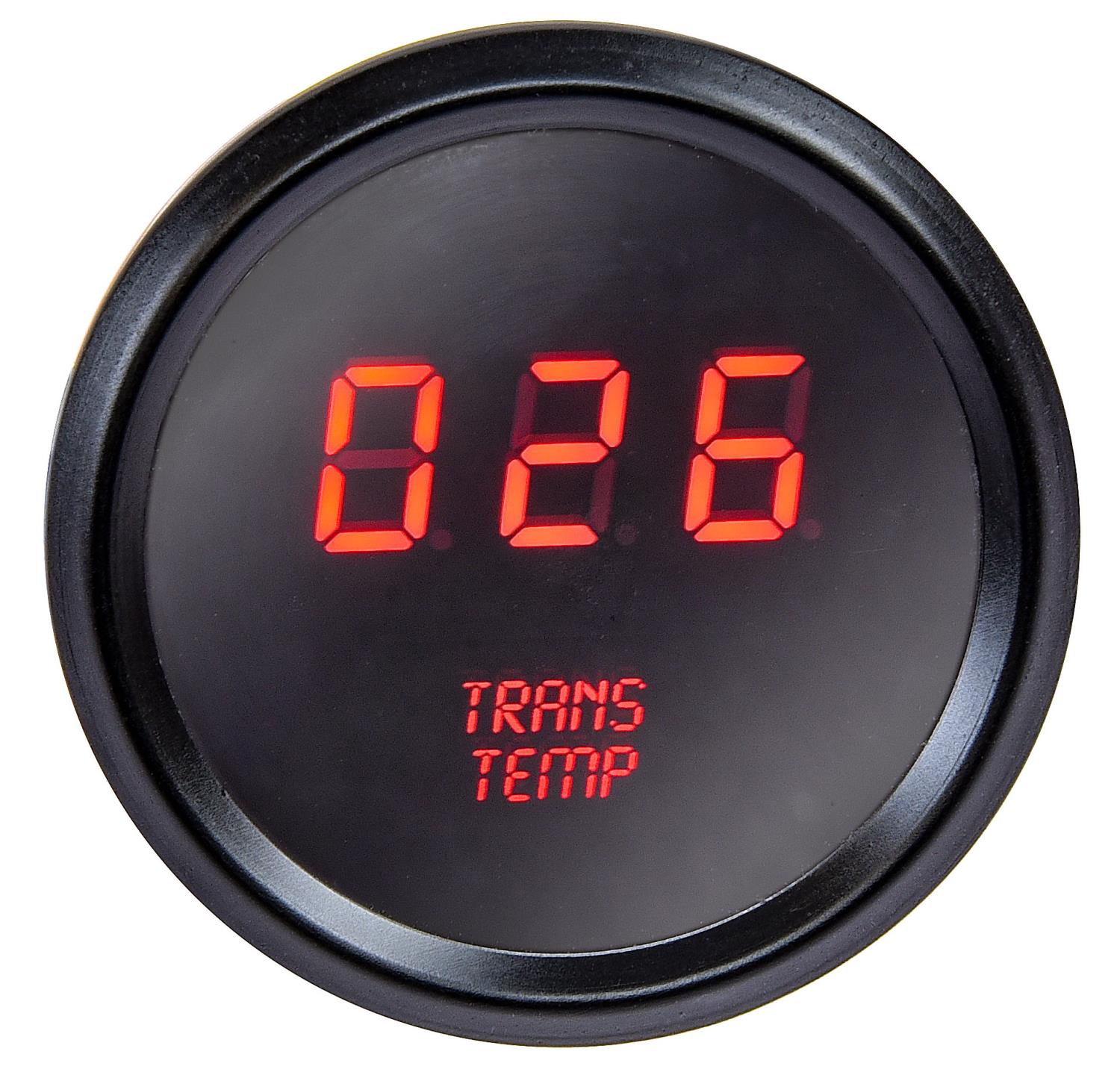 Transmission Temperature Gauge LED Digital [Black Bezel, Chrome Face, Red Numbers]