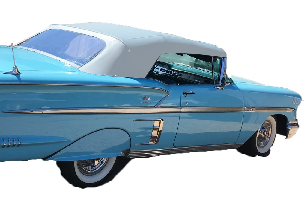 White Convertible Top Fits Select 1958 Chevrolet, Pontiac Models [Plastic Rear Window]