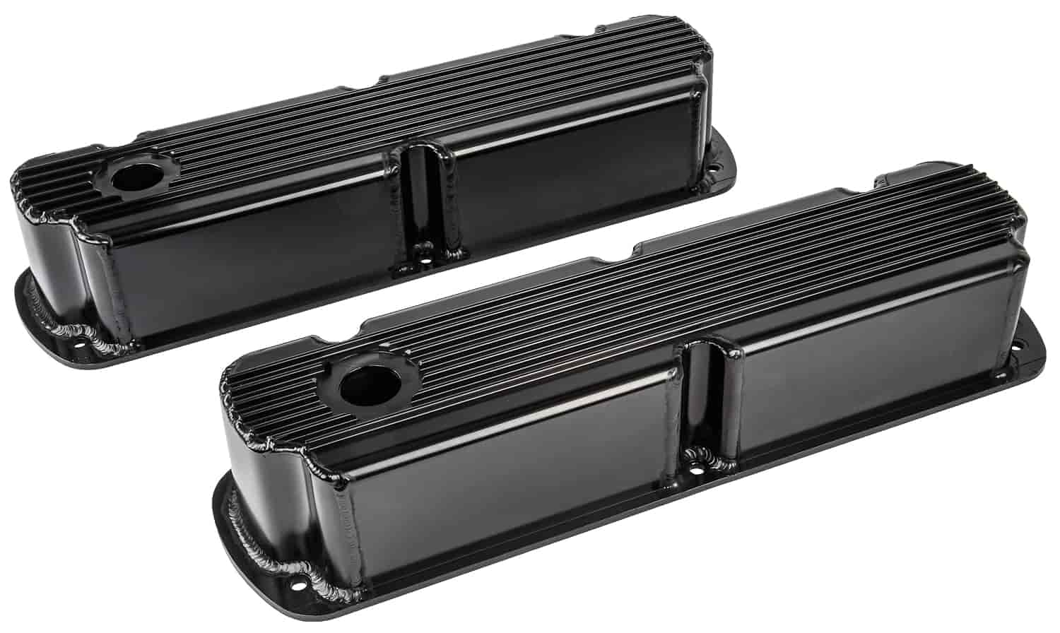 Fabricated Aluminum Valve Covers for Small Block Ford 260-351W [3.375 in. Tall, Black]