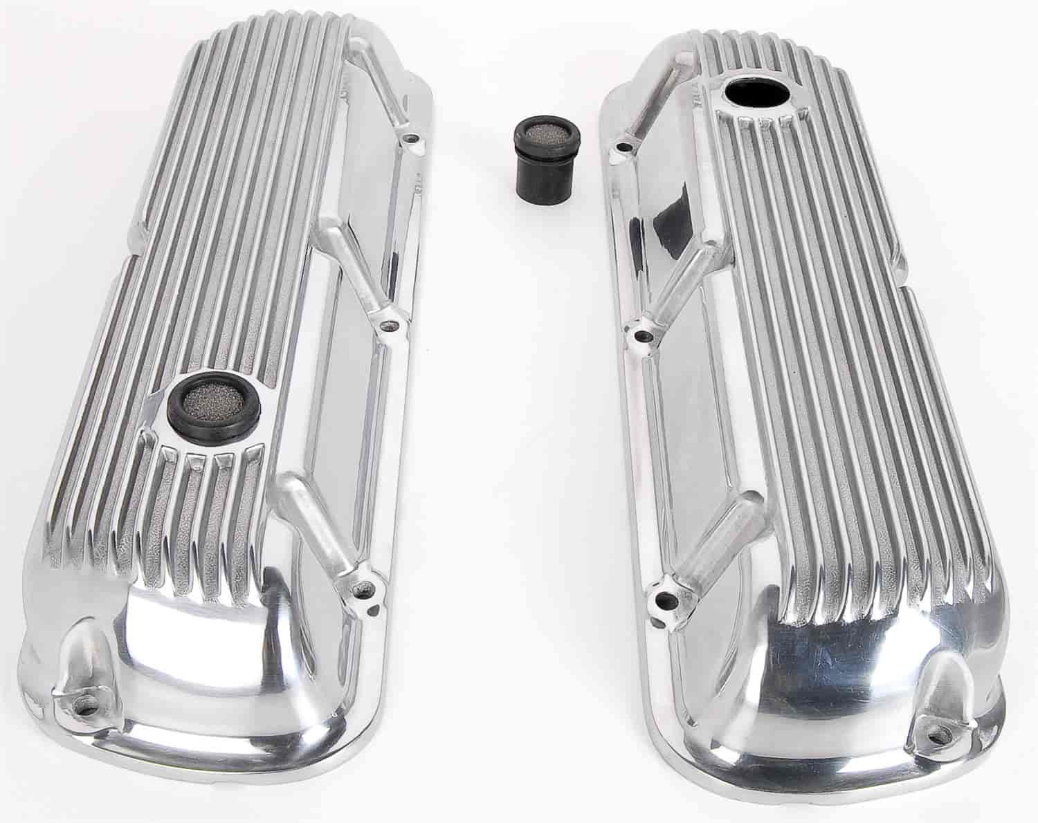 Ford 289 302 351W  Cast Finned Aluminum Valve Covers Polished Aluminum Made Usa 