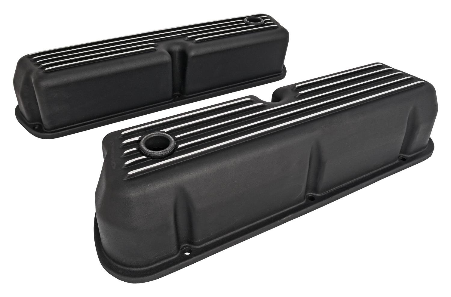 Black Finned Valve Covers for 1962-1985 Small Block