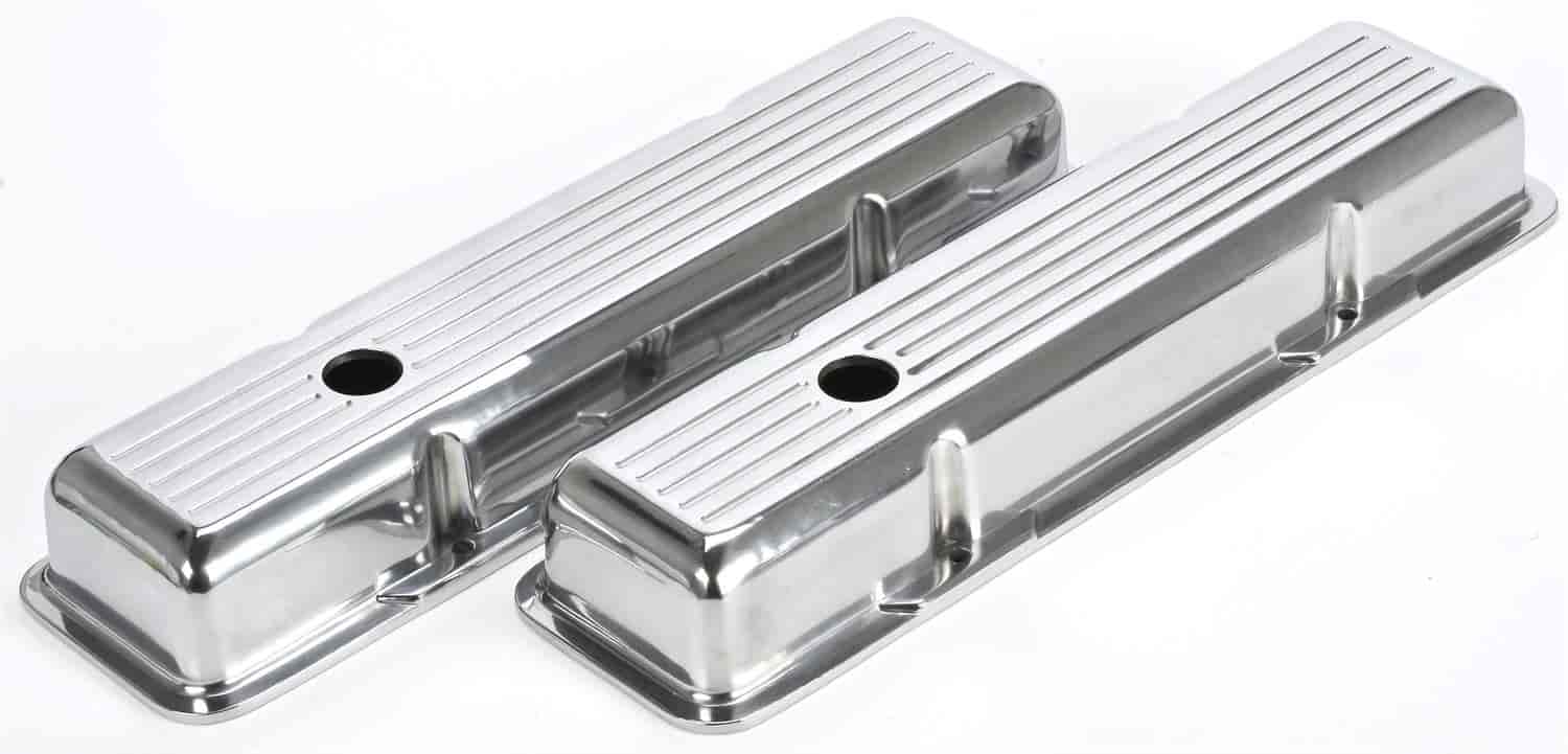 Polished Cast Aluminum Ball-Milled Valve Covers for Small Block Chevy