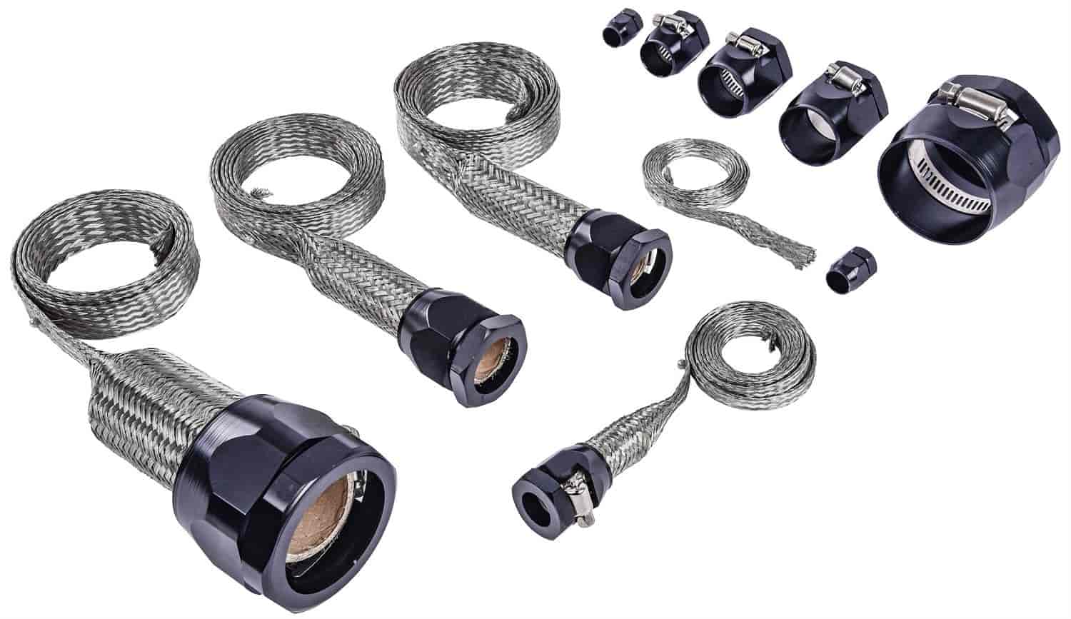 Braided Hose Sleeving Kit with Clamps [Black Hose Clamp Covers]