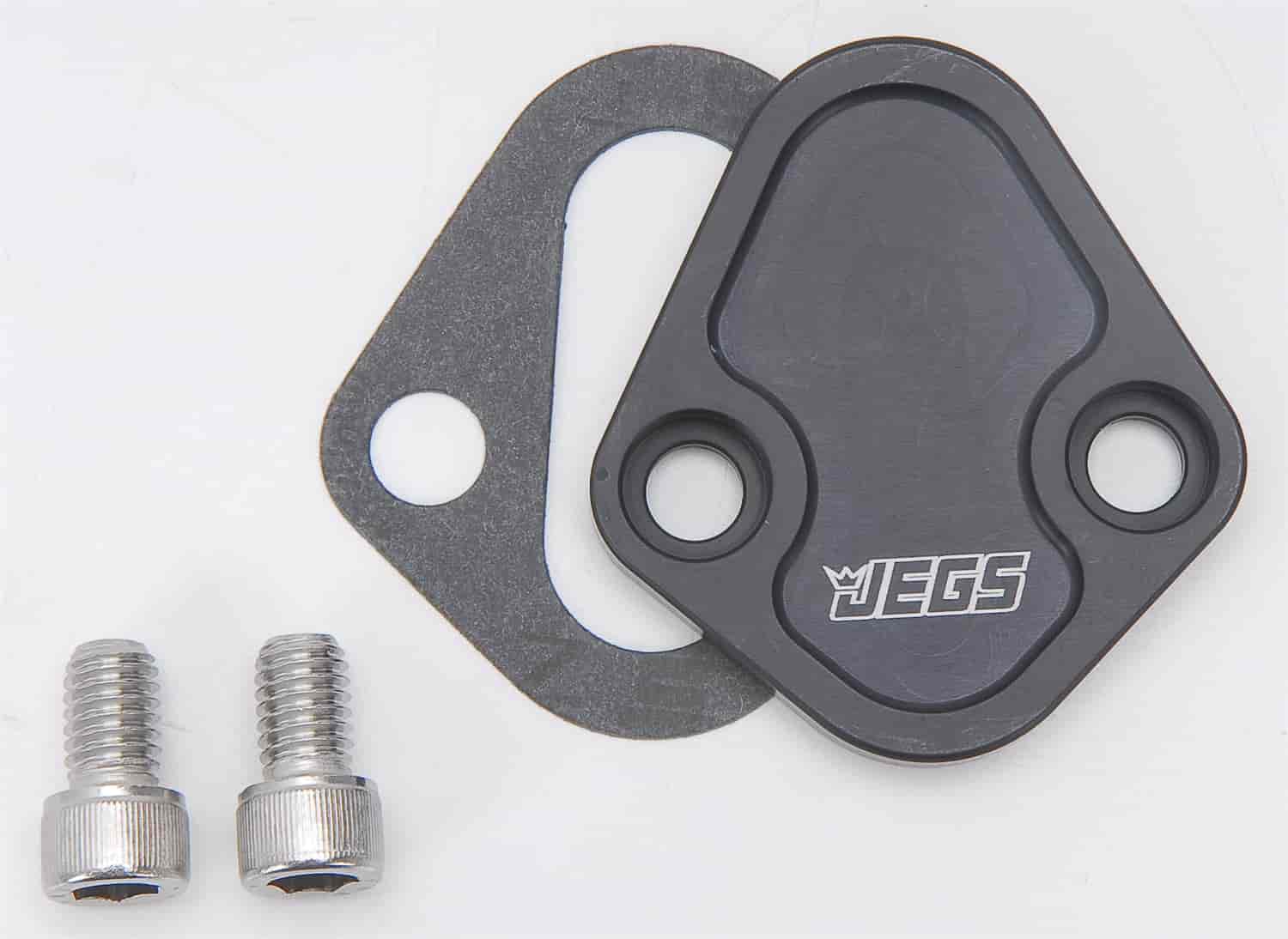 Fuel Pump Block-Off Plate Big Block Chevy, Ford and Pontiac Anodized Black