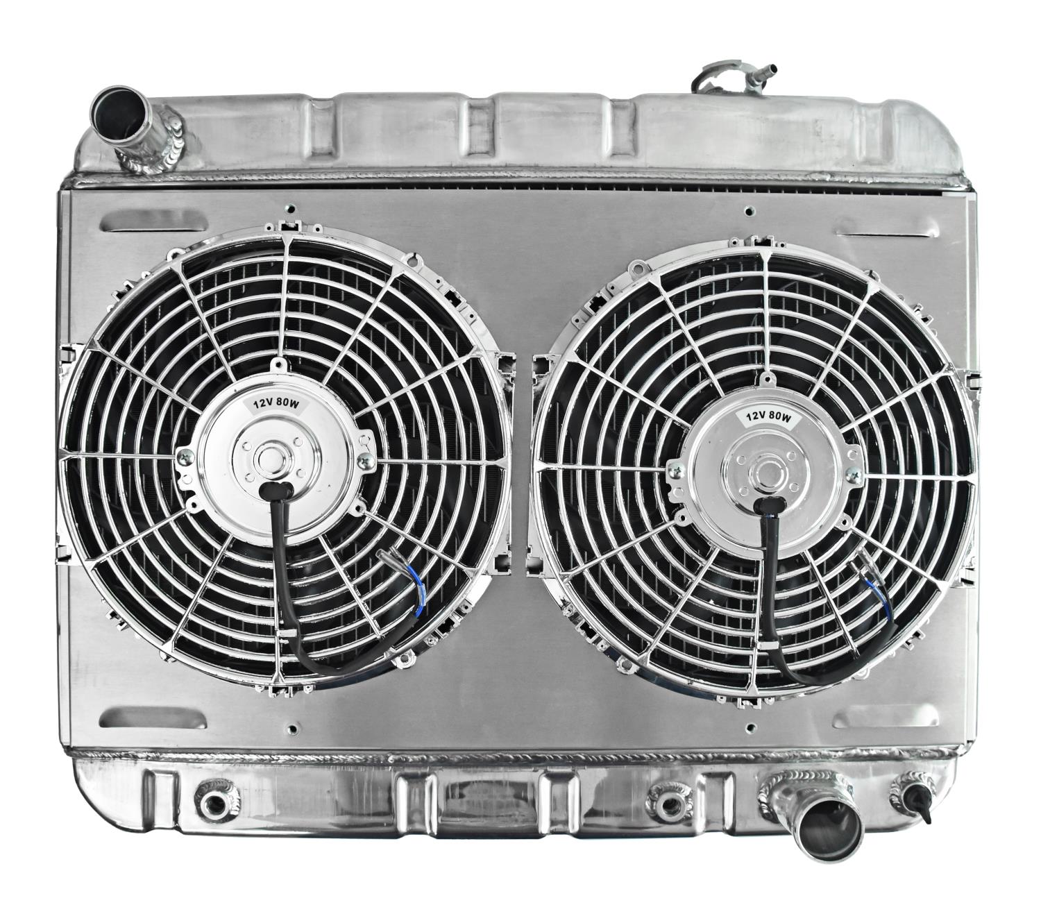 Aluminum Radiator & Fan Combo for 1962-1967 Chevrolet II, Nova with V8 Engine [12 in. Dual Fans]