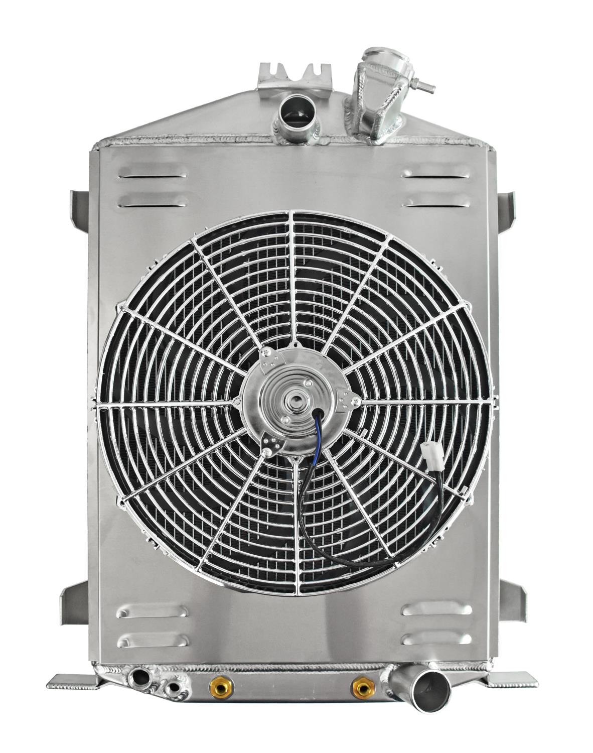 Aluminum Radiator & Fan Combo for 1932 Ford HI-BOY with Chevy V8 Engine & Full-Height Grill [16 in. FAN]