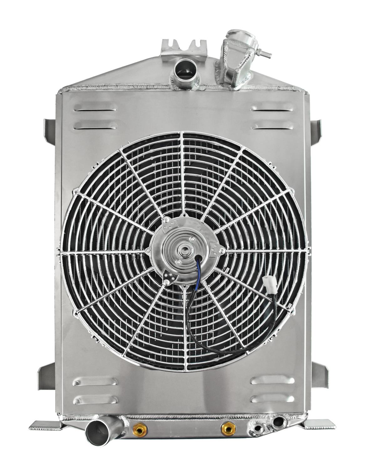 Aluminum Radiator & Fan Combo for 1932 Ford HI-BOY with Ford V8 Engine and Full-Height Grill [16 in. Fan]