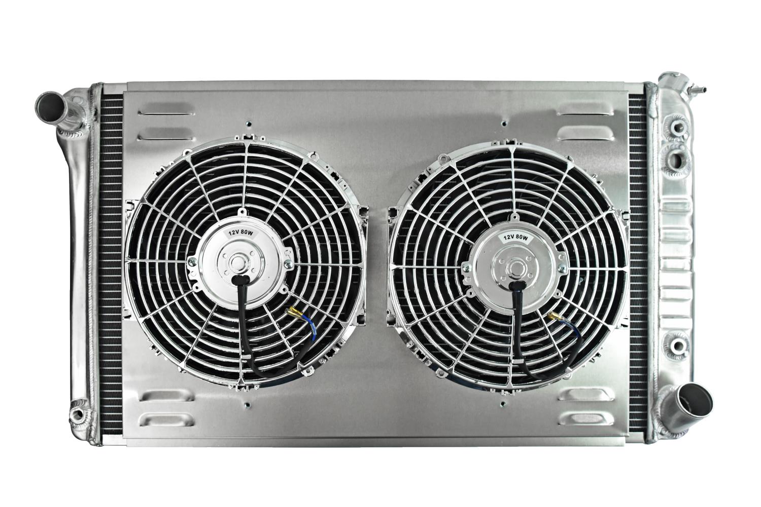 Reproduction Aluminum Radiator & Fan Combo for 1967-1972 Chevrolet & GMC Trucks with Heater Return [Dual 12 in. Fans]