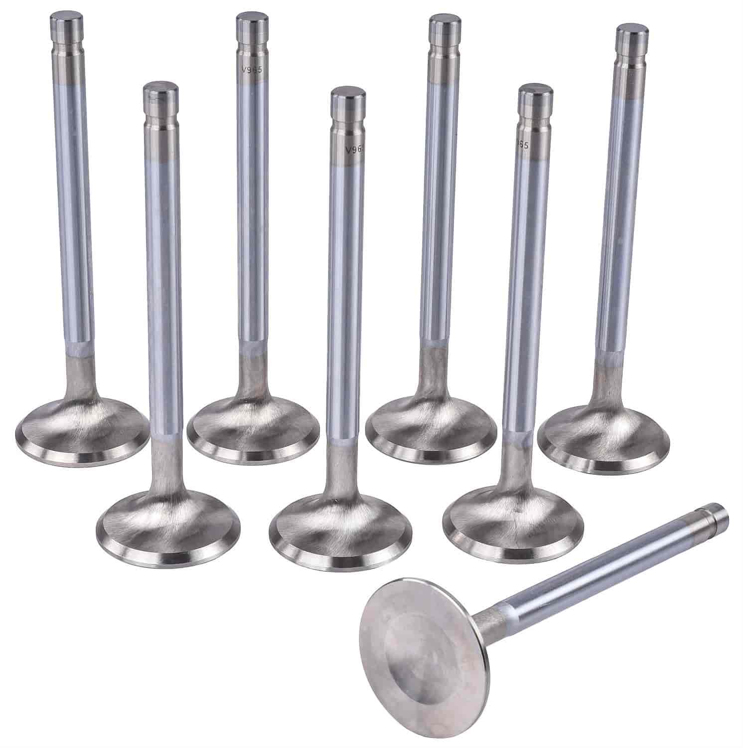 Performance Stainless Steel Exhaust Valves for Small Block Chevy, Set of 8 [1.500 in. Dia.]