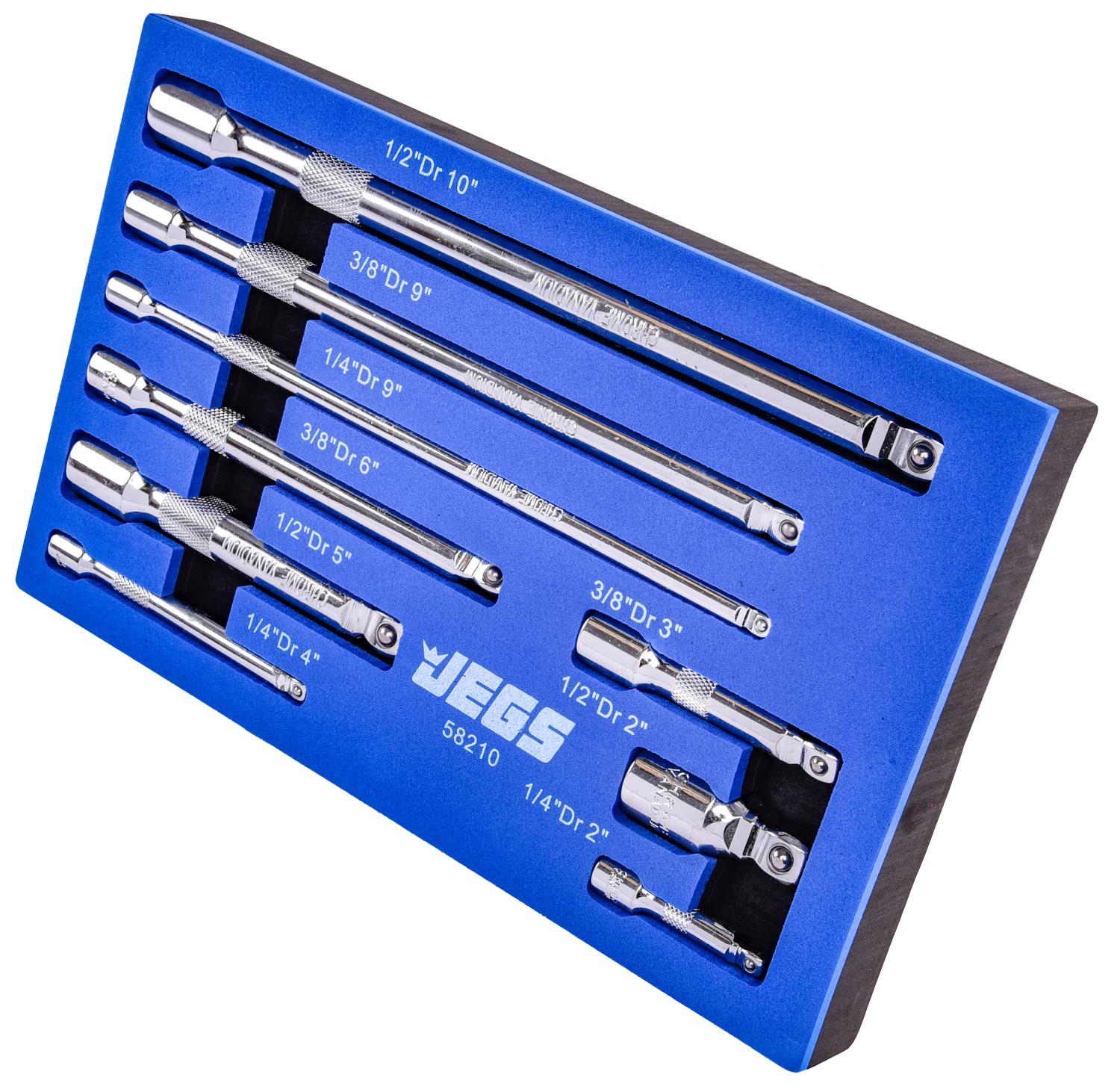 Wobble Extension Set, 1/4 in., 3/8 in. & 1/2 in. Drives [9-Piece]