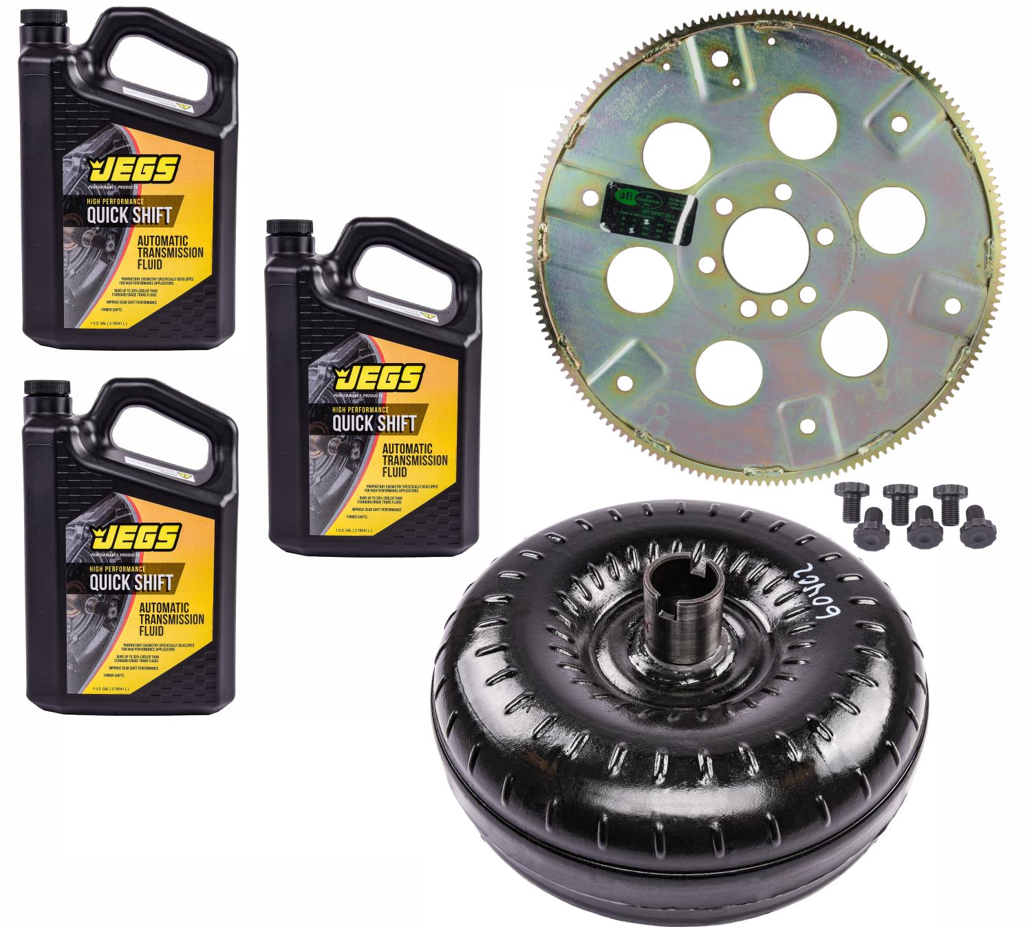 Torque Converter Kit with Flexplate and Transmission Fluid for GM TH350/TH400 [2000-2300 RPM Stall Speed]