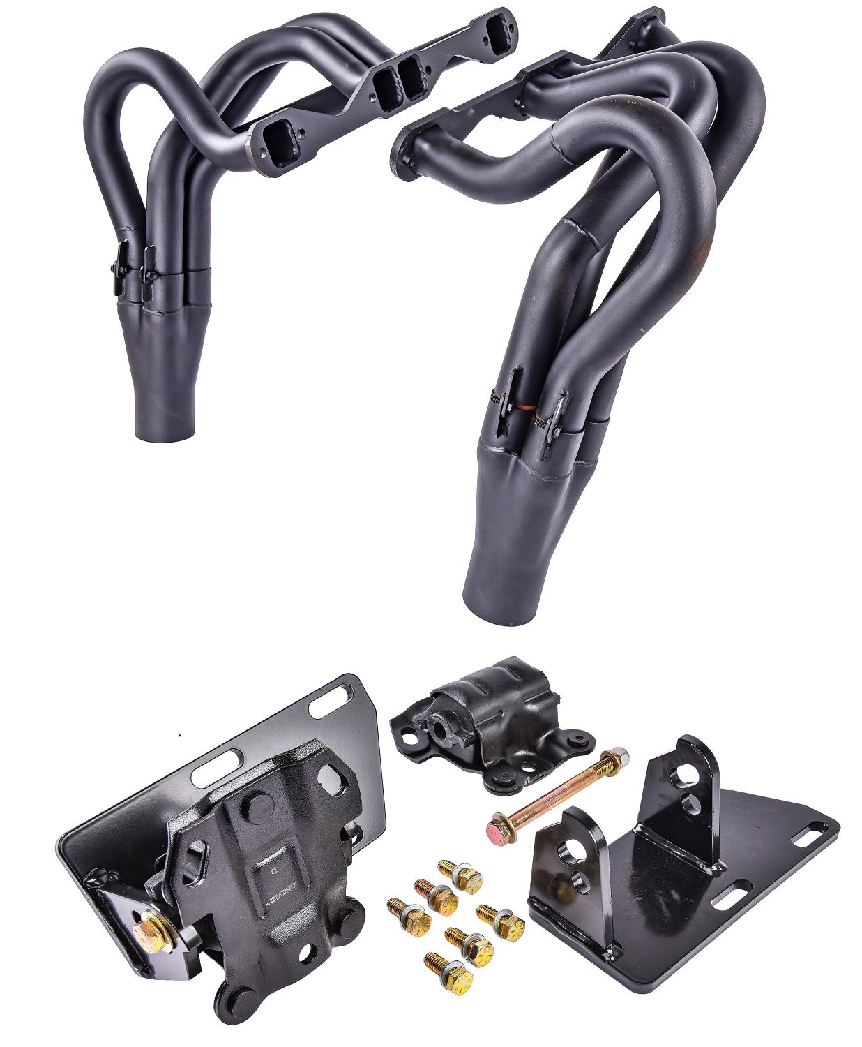 Engine Swap Motor Mounts and Header Kit for 1983-2004 GM S10 or S15 2WD [Small Block Chevy V8]