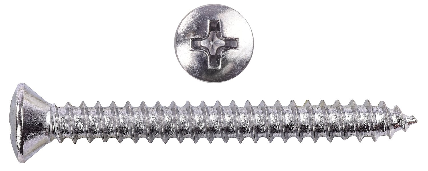 100 Viti Autofilettanti Testa Ovale Phillips Acciaio Inox 316 #8 X 1/2 Pollice - Fastenere