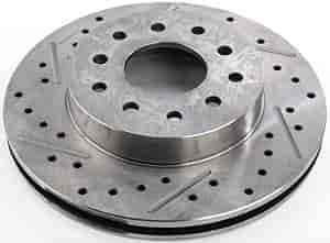 Cross-Drilled & Slotted Rear Brake Rotor Left/Driver Side for Ford 9 in. or GM 10-bolt, 12-Bolt