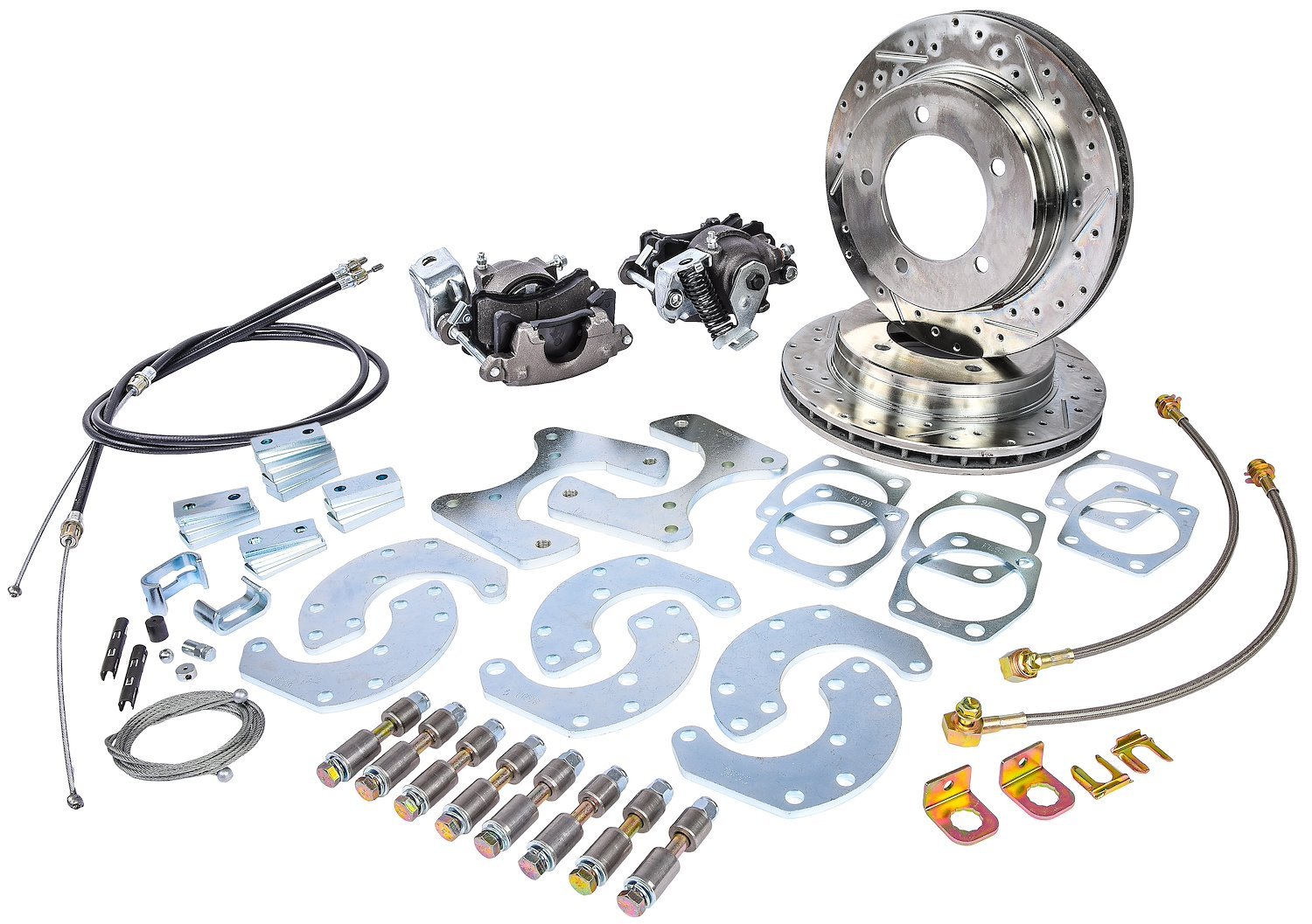 Ford 9 in. Rear Disc Brake Conversion Kit for Select 1957-1987 Ford F-Series Truck [Premium Kit w/E-Brake & Raw Calipers]