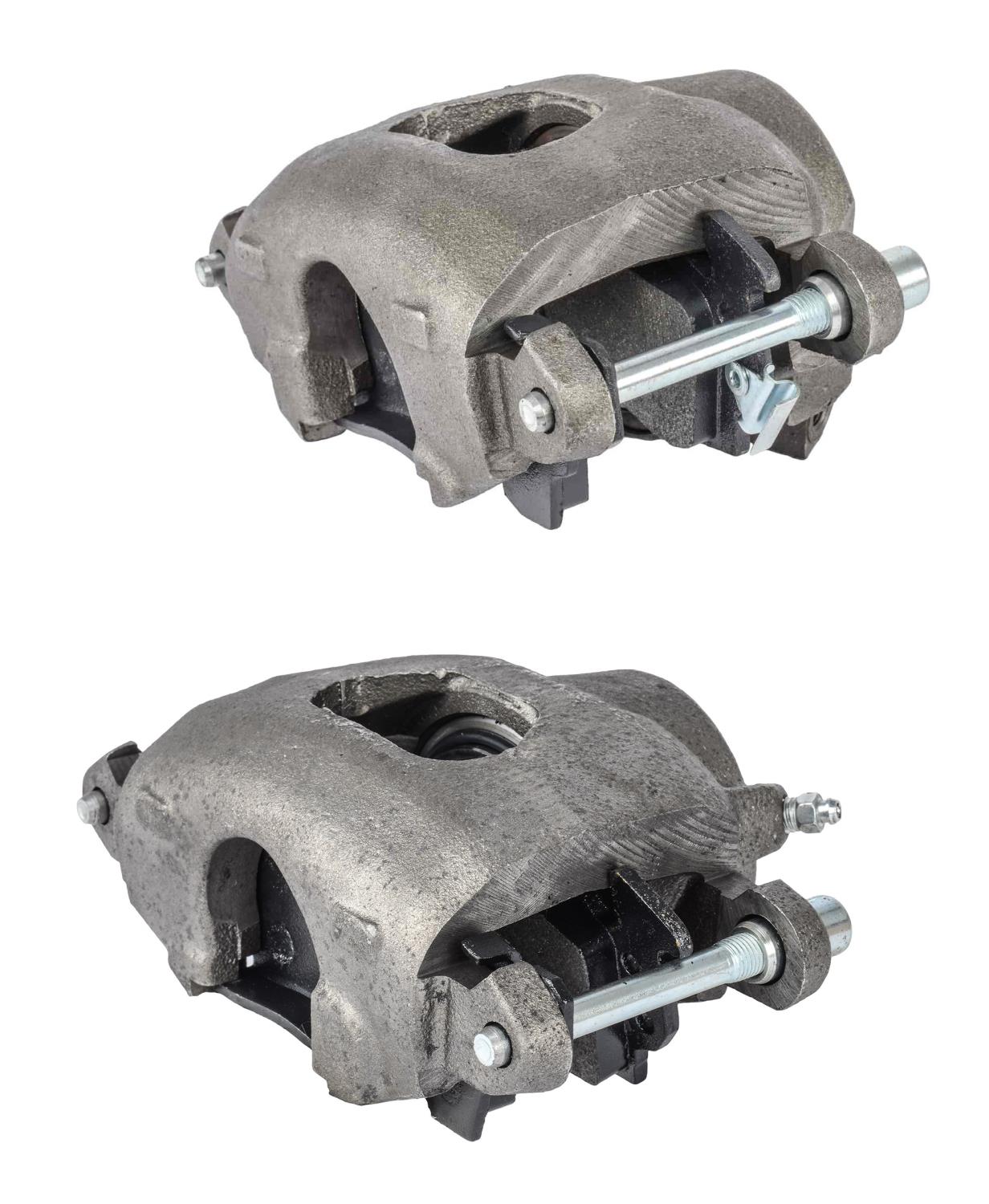 Large GM Front Disc Brake Caliper Set with D52 Pads, Left/Driver & Right/Passenger Side, Raw Finish [NEW]