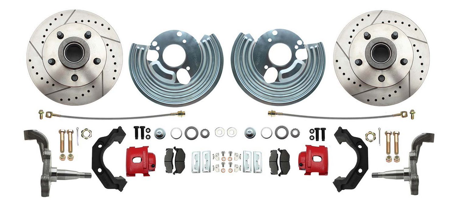 Front Premium Disc Brake Conversion Kit for Select 1962-1972 Mopar Models, 5 x 4.50 in. Bolt Pattern [Red Calipers]