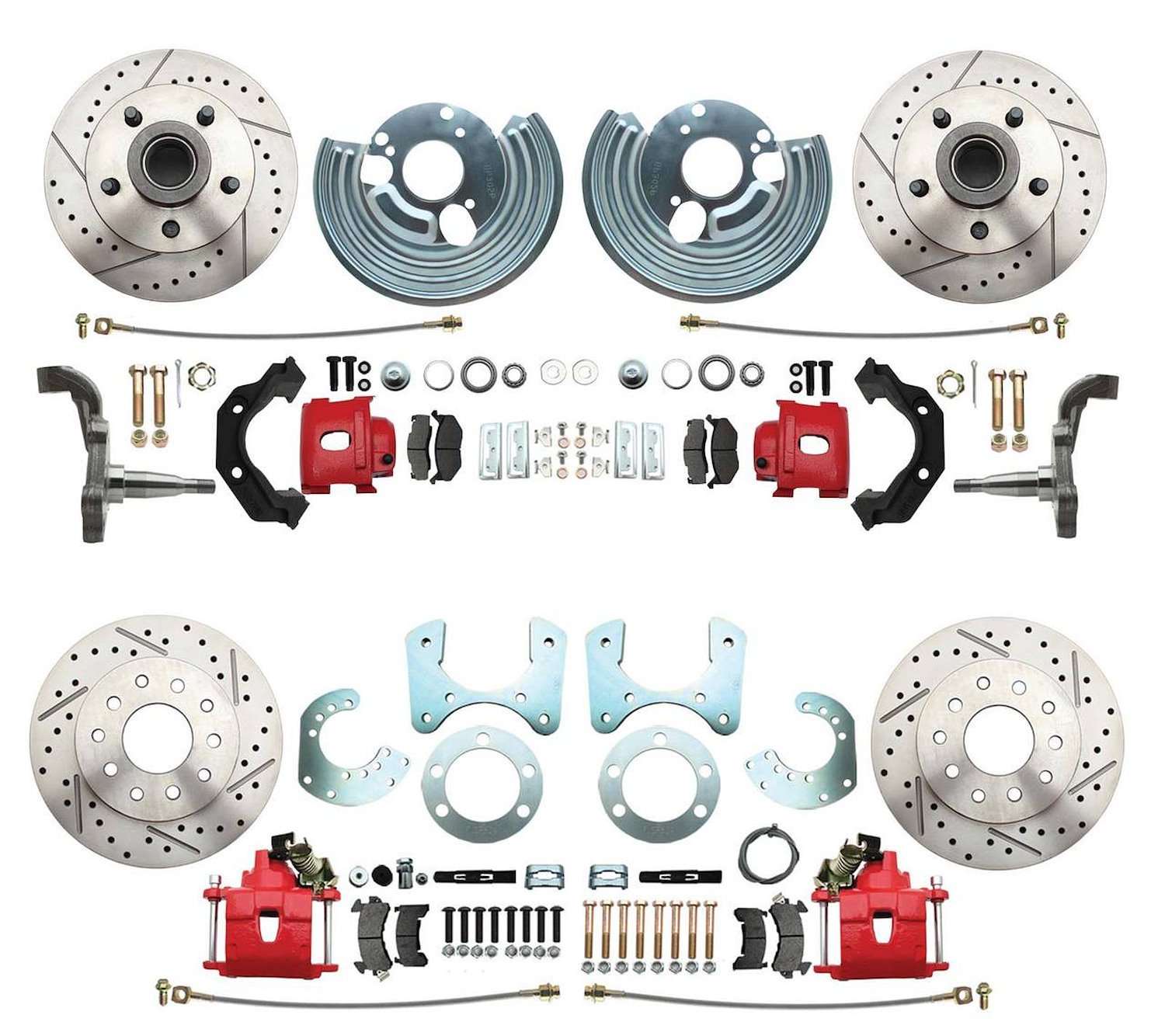 Front & Rear Premium  Disc Brake Conversion Kit for Select 1962-1972 Mopar Models, 5 x 4.50 in. Bolt Pattern [Red Calipers]