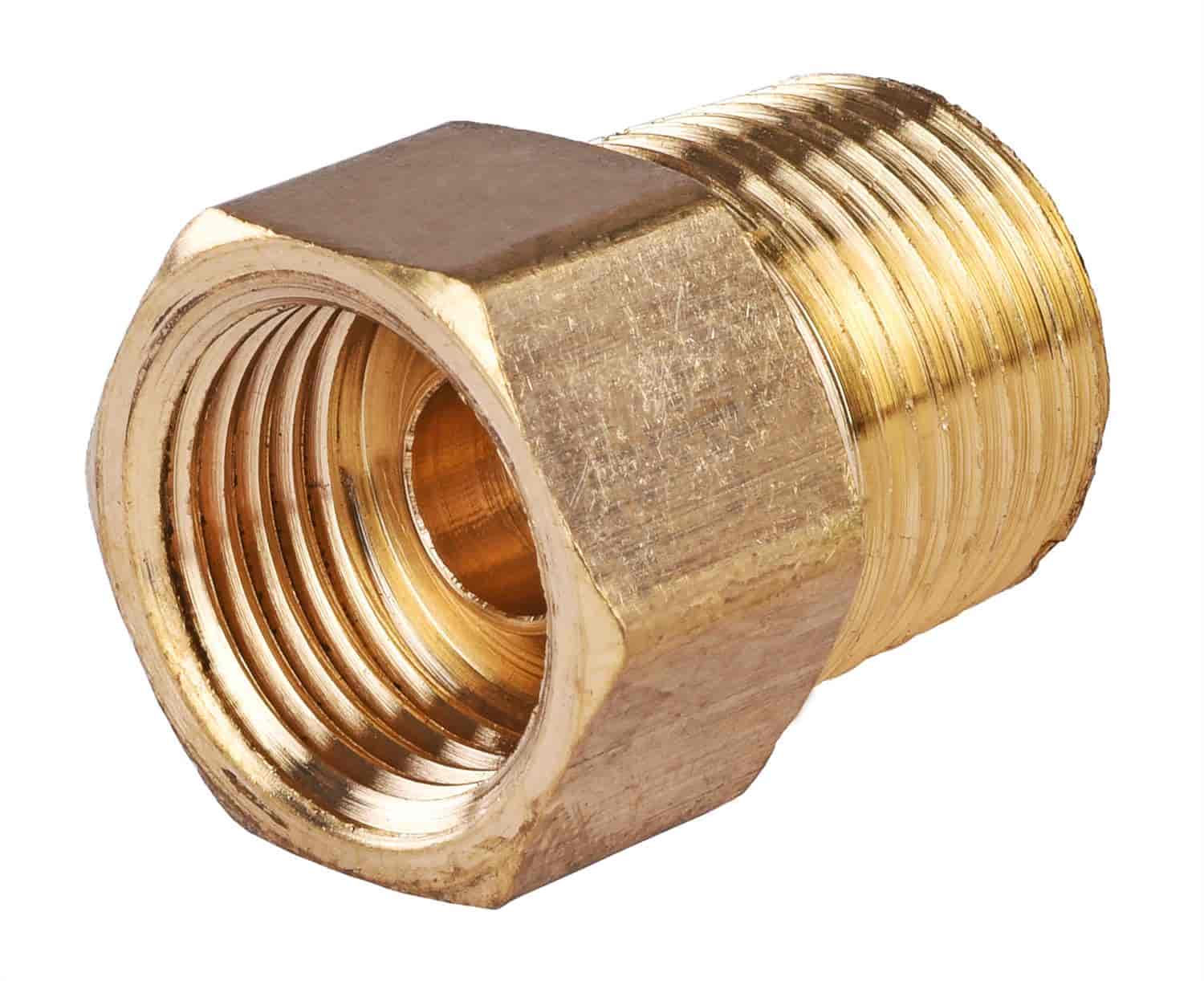 JEGS 63248: Brass Adapter Fittings, 3/8 in. NTP x 5/8 in. -18 Inverted  Flare Female, Fits 3/8 in. Hard Line