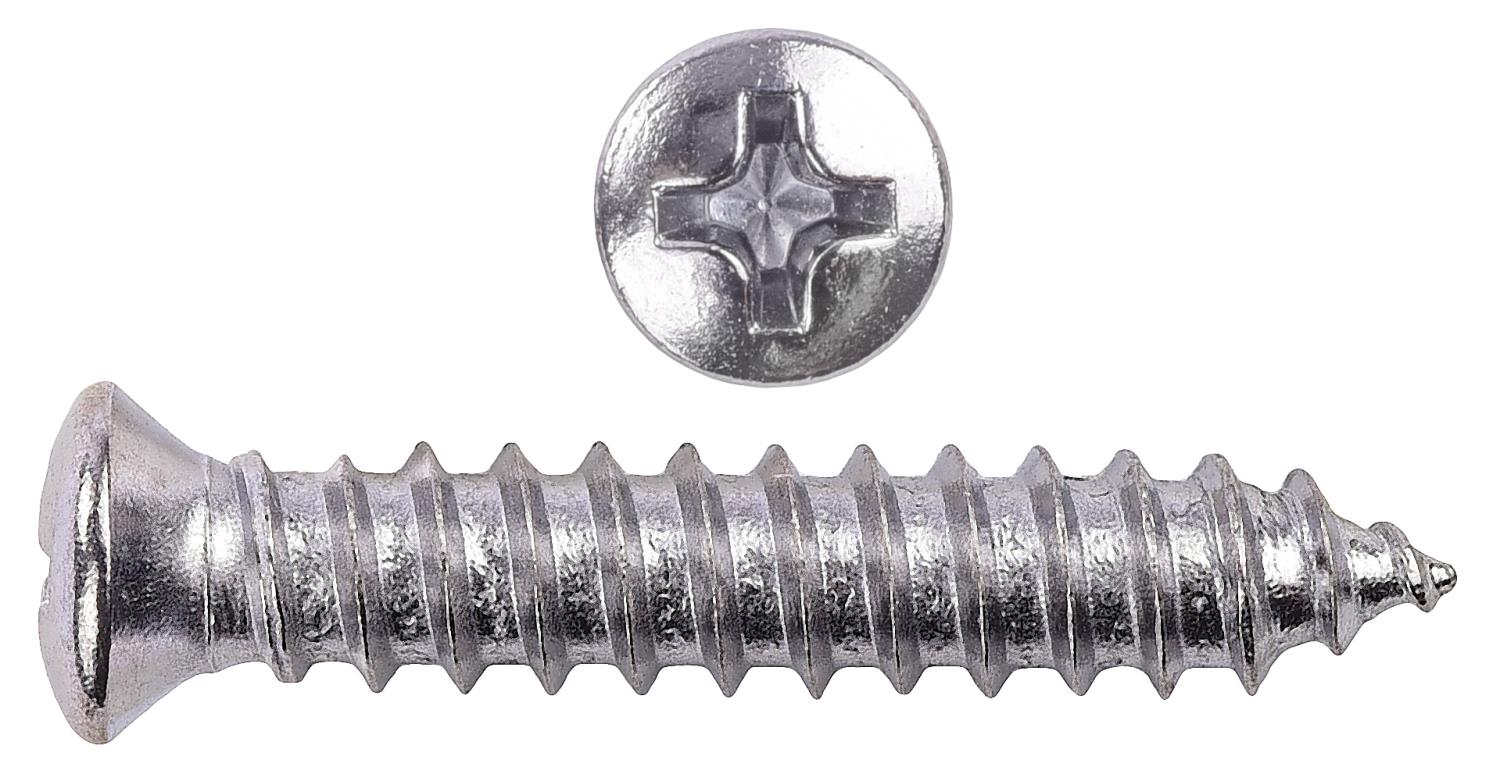Phillips Oval Head Sheet Metal Screws #10 x 1 in. OAL with #6 Head [100 Pieces]