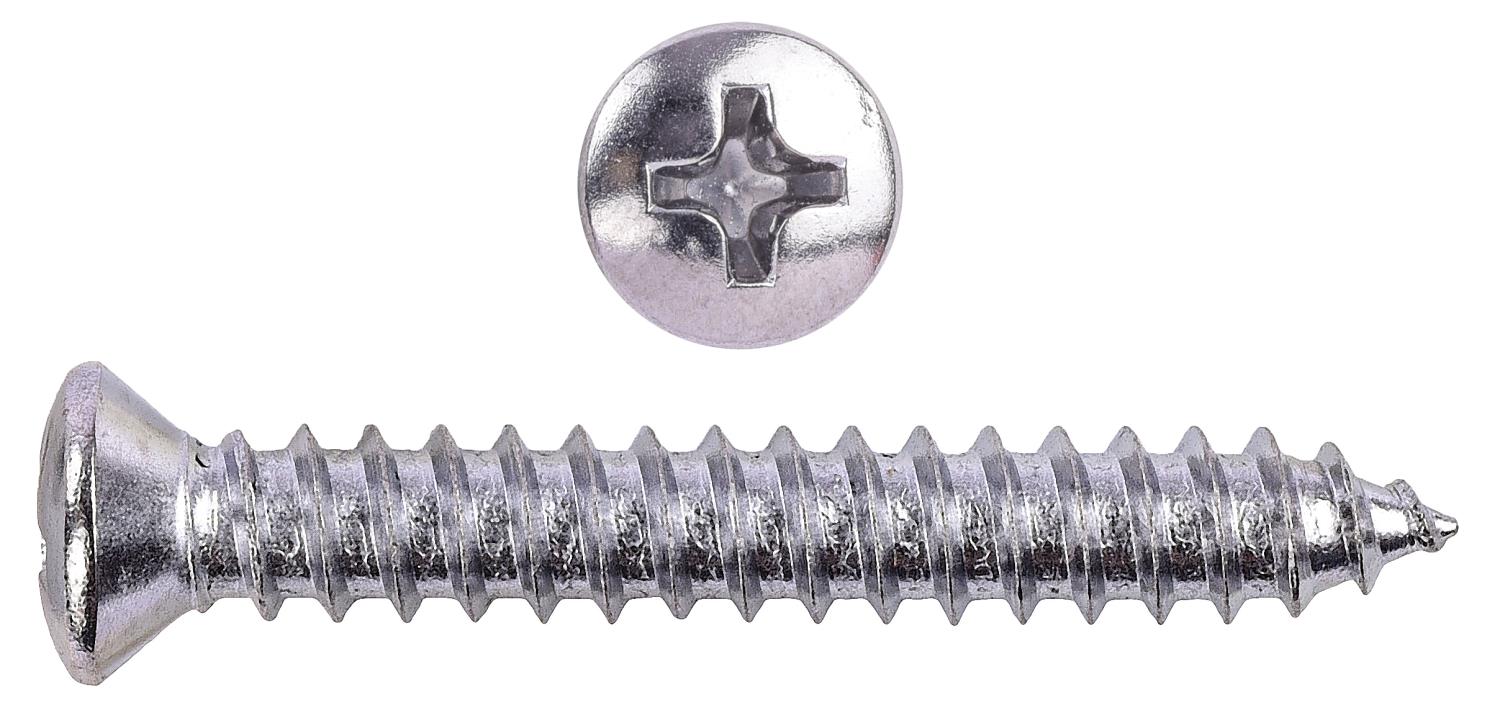 Phillips Oval Head Sheet Metal Screws #10 x 1 1/4 in. OAL with #8 Head [100 Pieces]