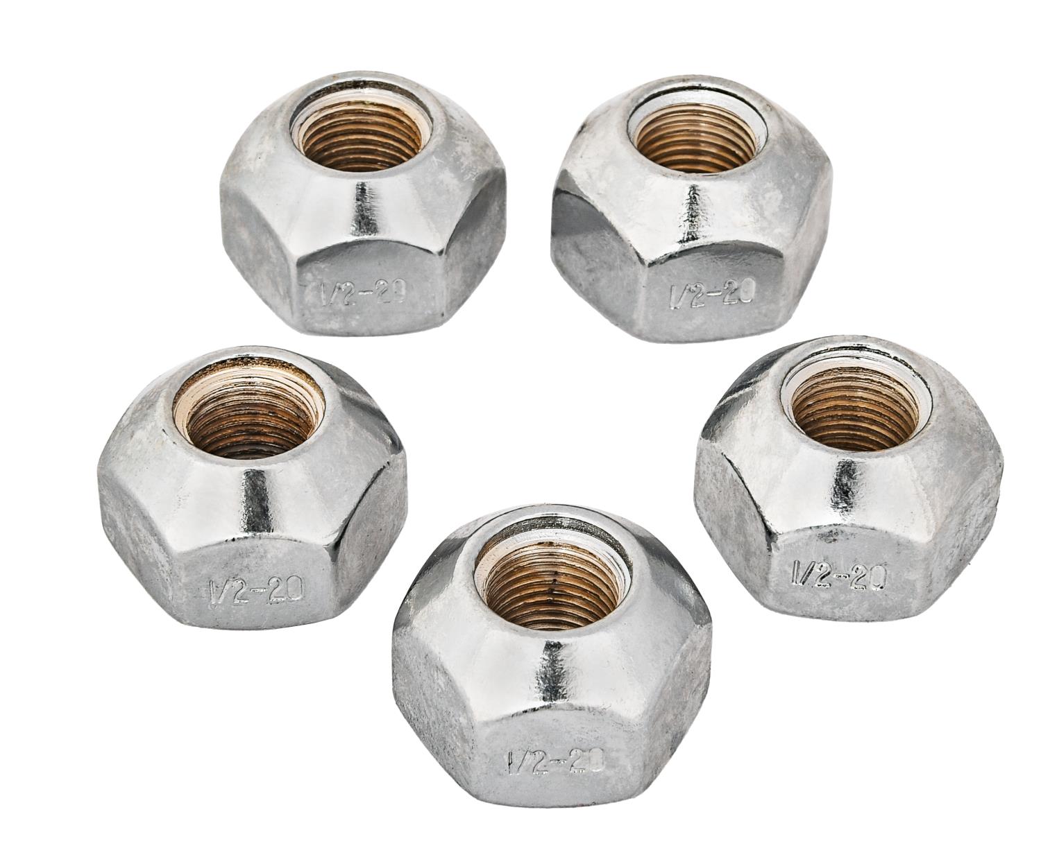 Steel Set of 5 Chrome Open End 13/16 in Hex Head 1/2-20 in Thread Weld Racing Lug Nut Shank Seat Washers Included 