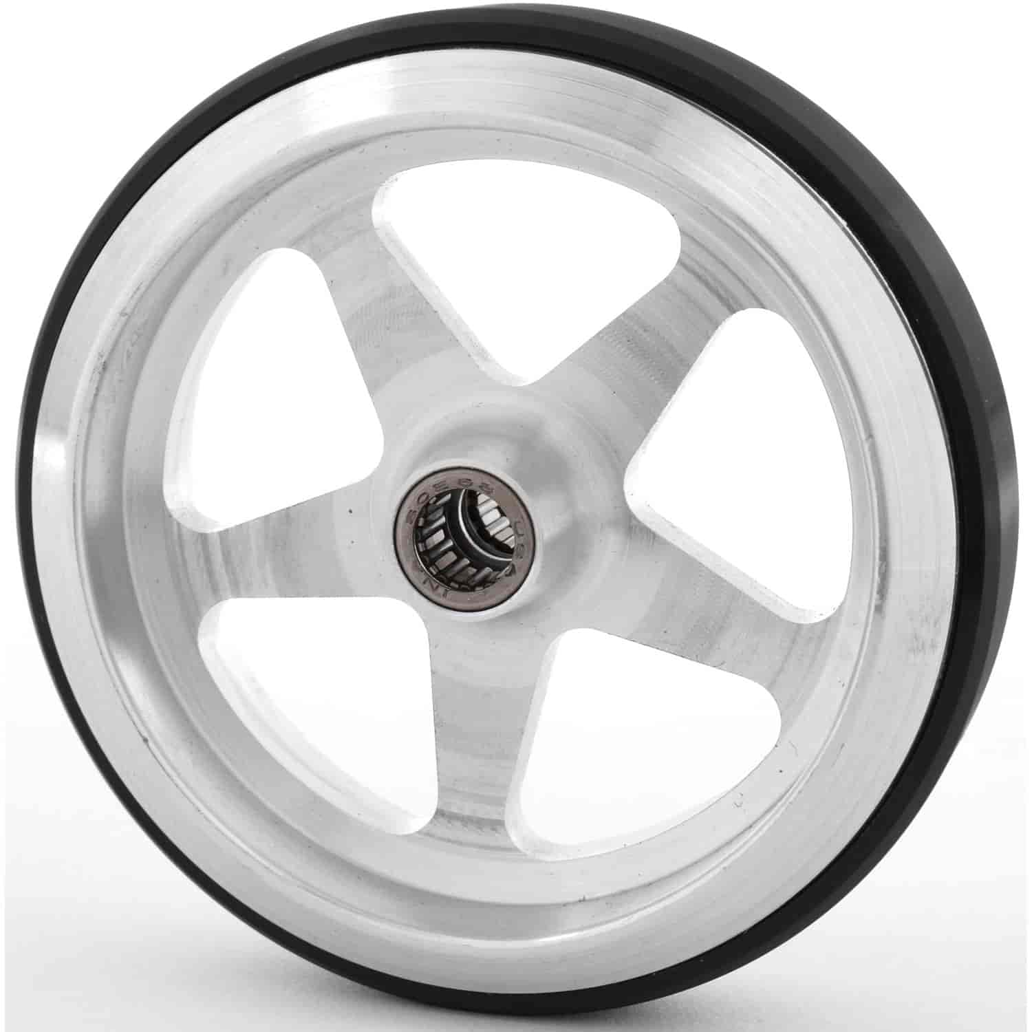 Polished Wheelie Bar Wheel with Bearing 5-Spoke (Star)