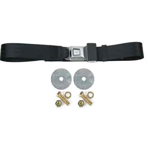 2-Point Non-Retractable Seat Belt & Hardware Kit, Black with Push-Button Latch [Length: 74 in.]