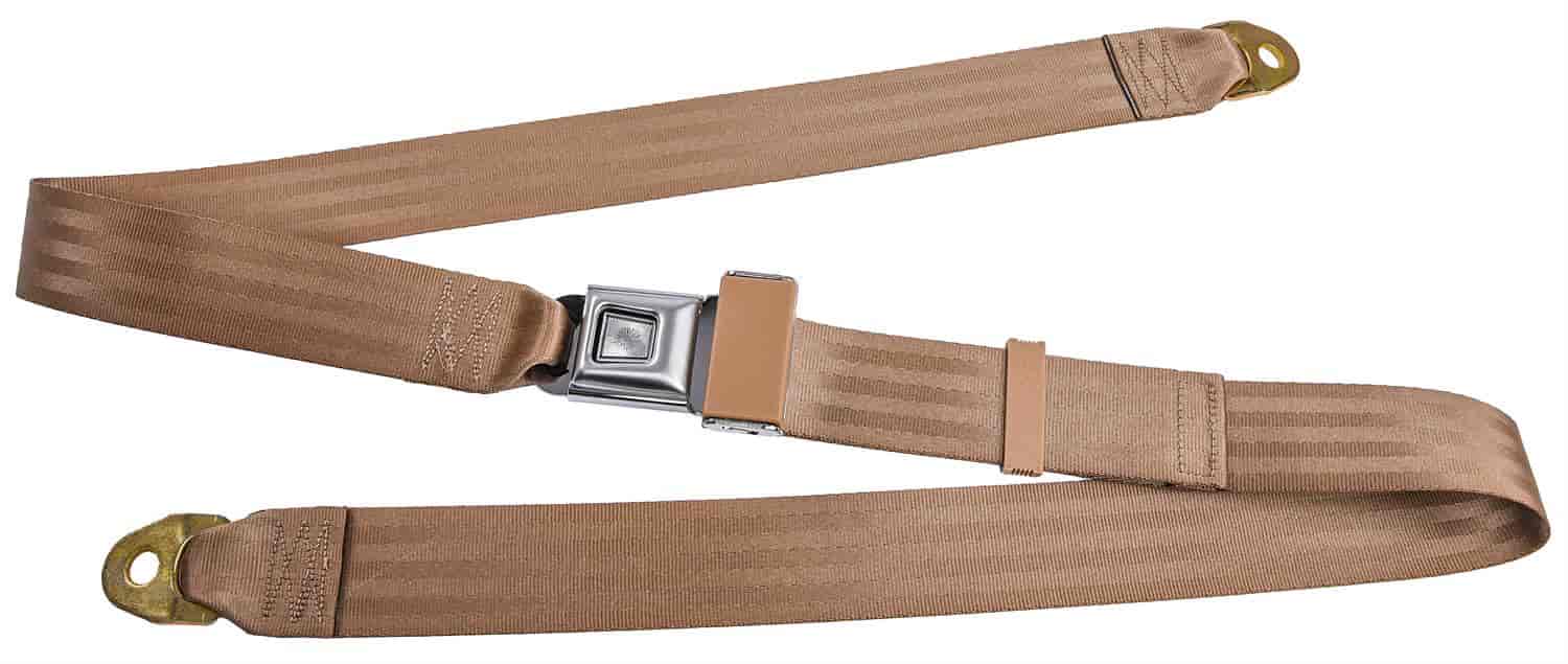 2-Point Non-Retractable Seat Belt, Tan with Push-Button Latch [Length: 74 in.]