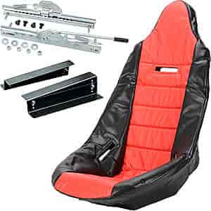 Pro High Back Race Seat Kit [Seat, Red/Black Cover, Seat Mount and Sliders]