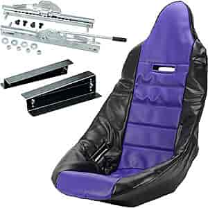 Pro High Back Race Seat Kit [Seat, Purple/Black Cover, Seat Mount and Sliders]