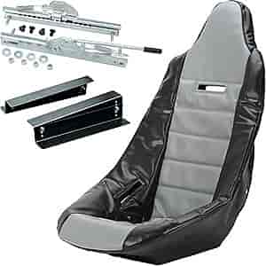 Pro High Back Race Seat Kit [Seat, Grey/Black Cover, Seat Mount and Sliders]