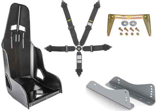 16 in. Black Race Seat and Black Harness
