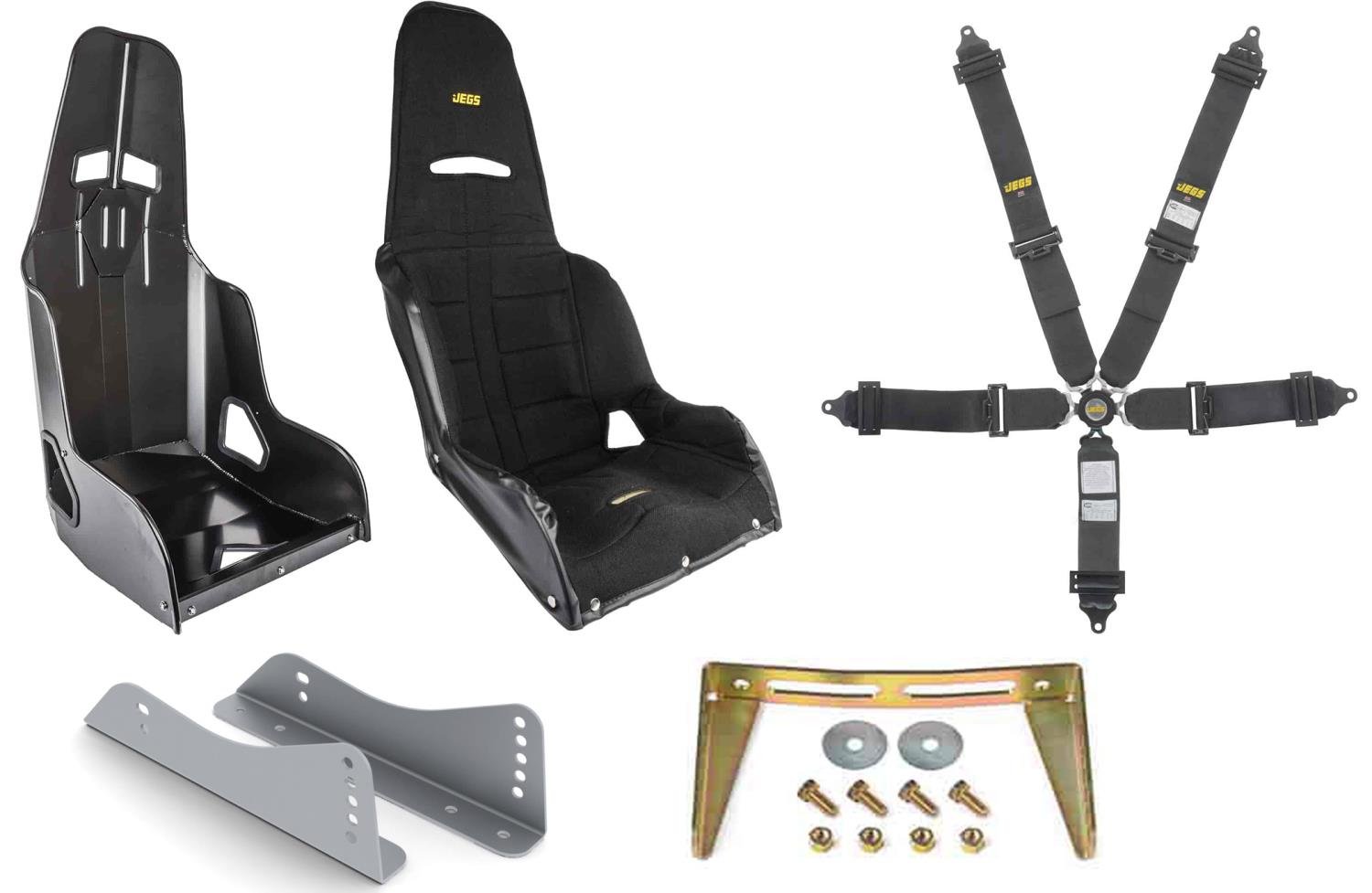 Aluminum Racing Seat Kit [Black, 16 in. Hip