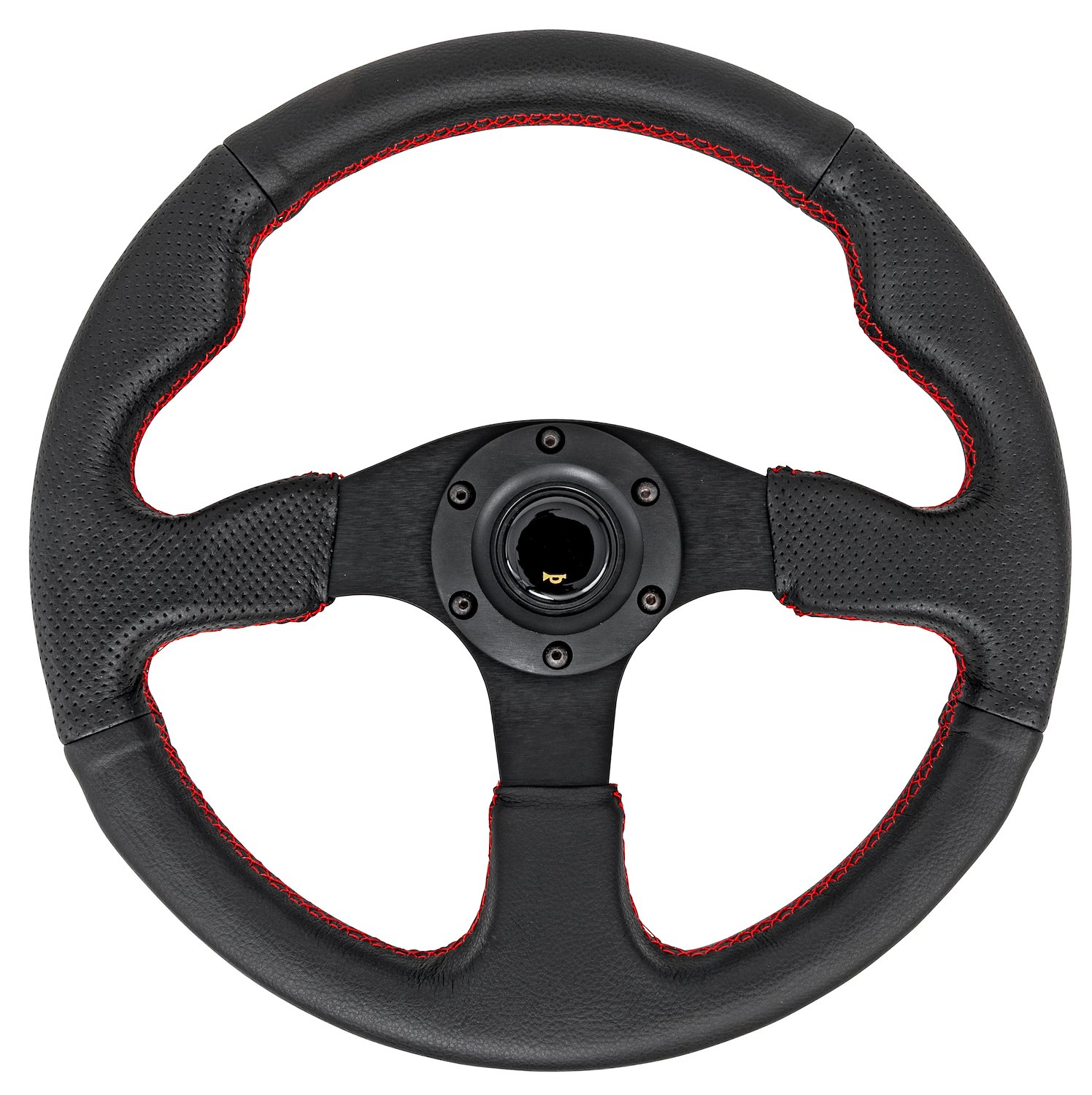 Racing Style Steering Wheel with 1.25 in. Dish, Black with Red