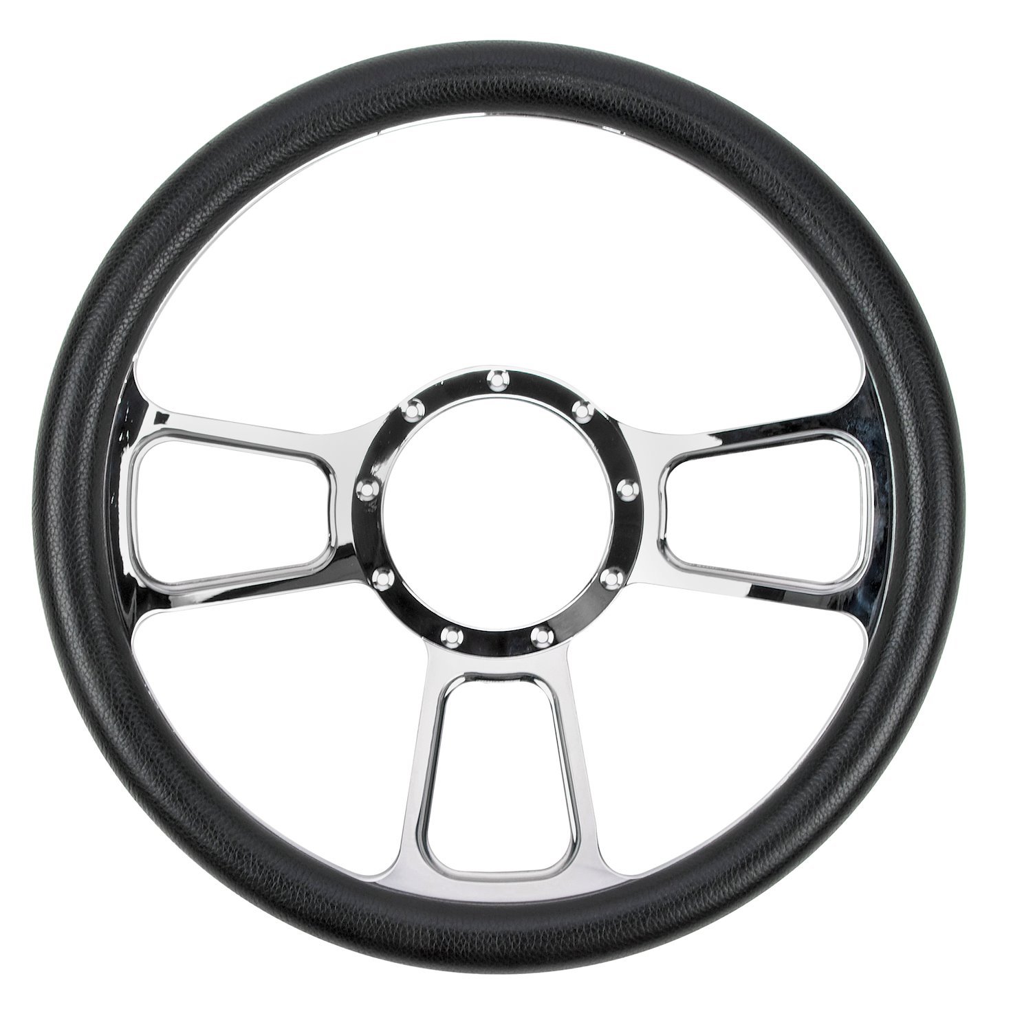 Chrome-Plated Billet Aluminum 14 in. Steering Wheel [Lunar Spoke Design]