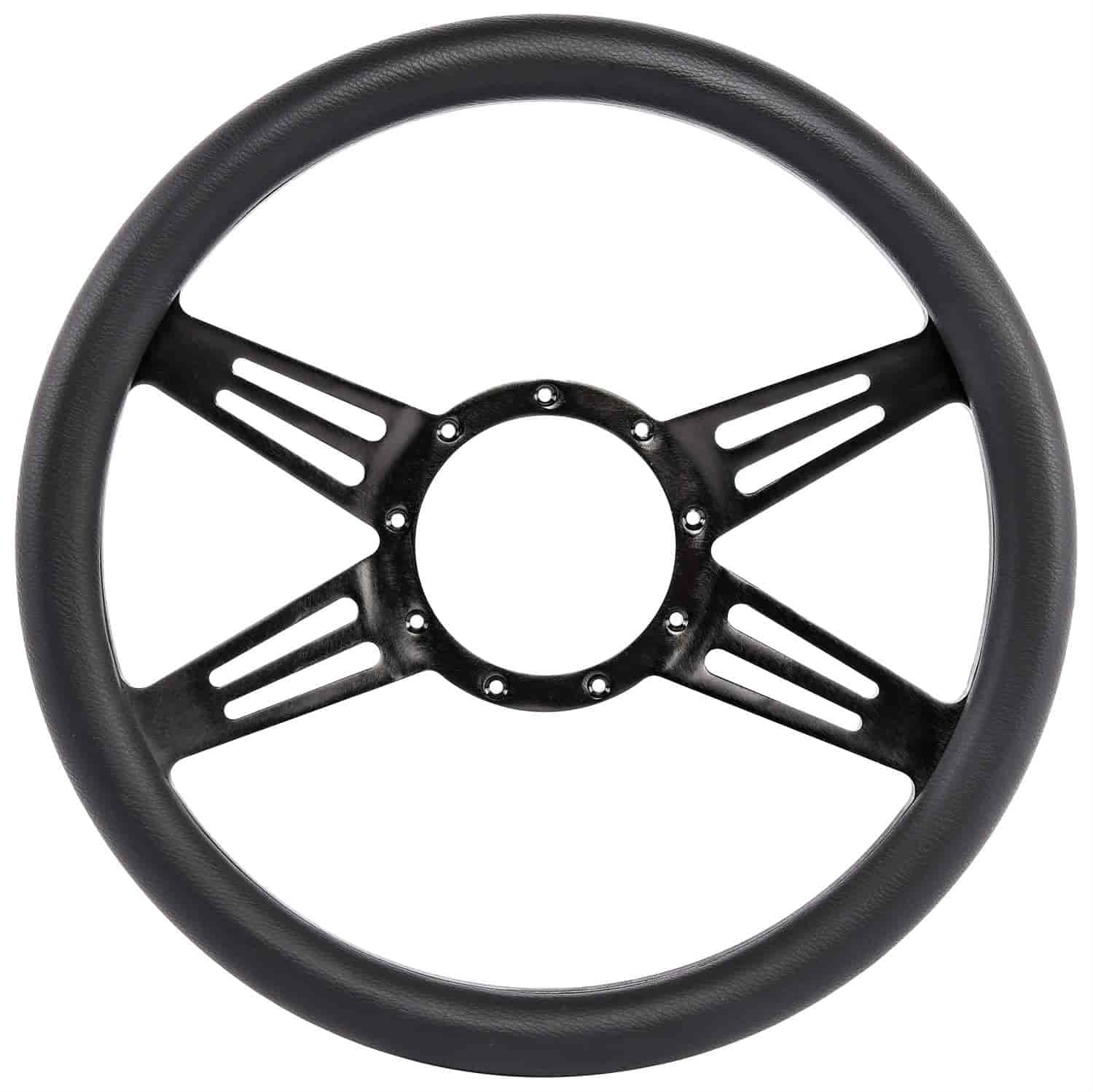Black Billet Aluminum 14 in. Steering Wheel [4-Spoke Design]