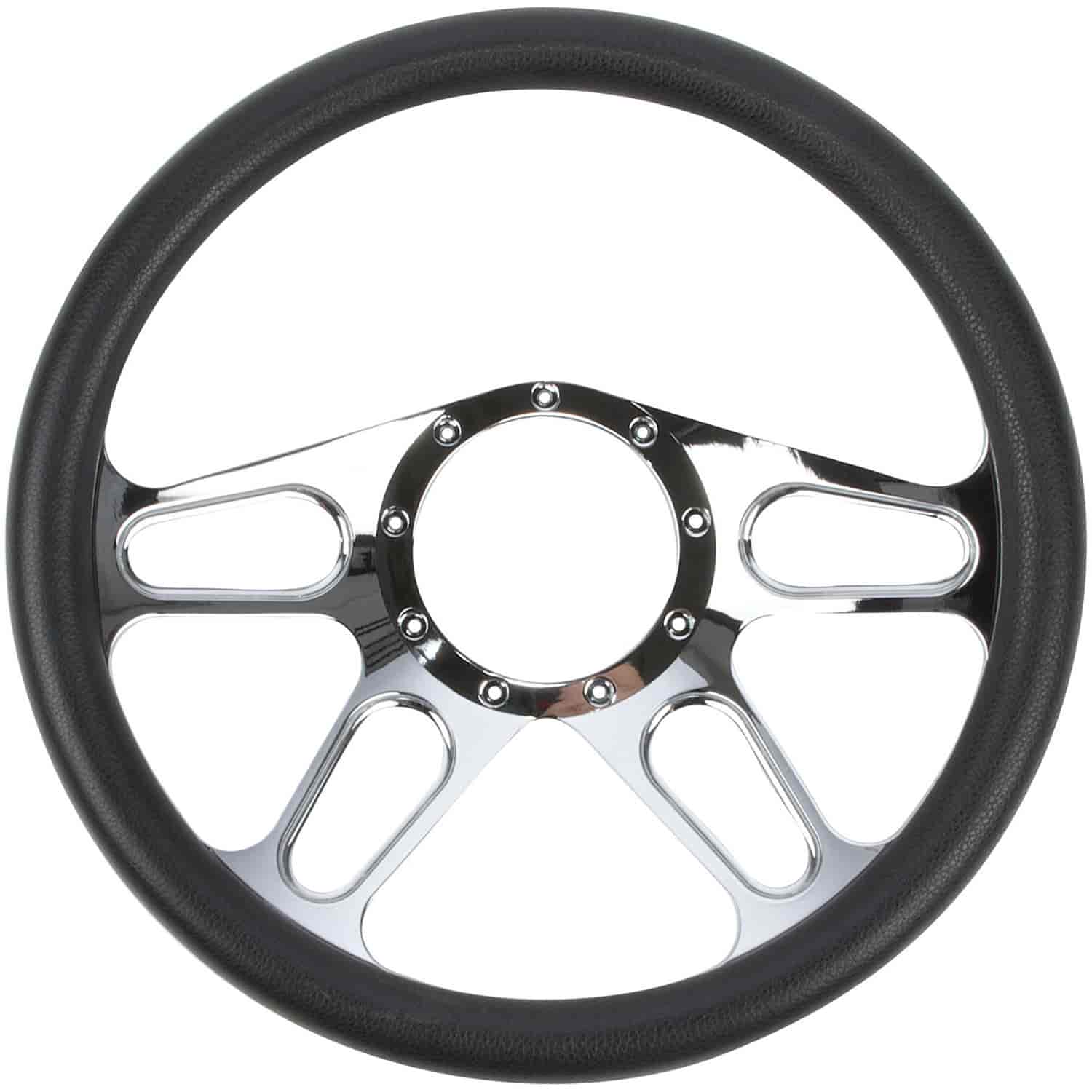 Chrome-Plated Billet Aluminum 14 in. Steering Wheel [Autocross Spoke Design]